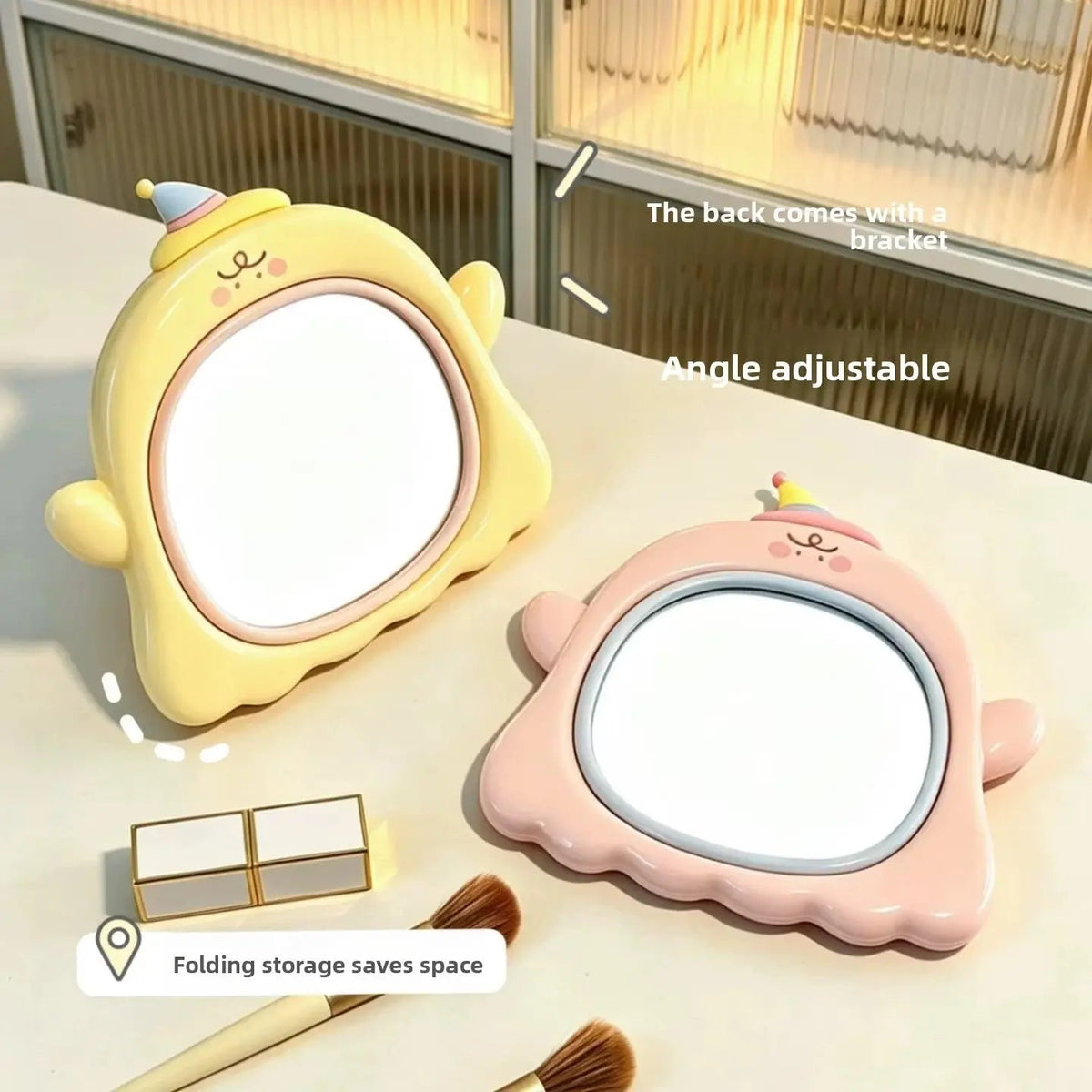 Cute Elf Cartoon Table Mirror Pastel Vanity Mirror