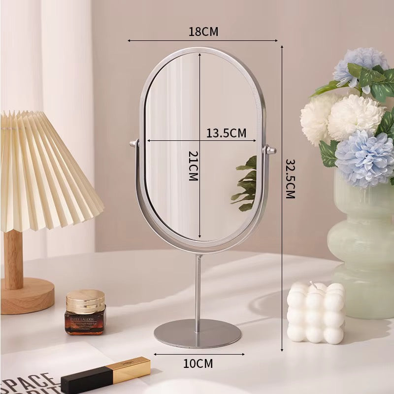 Modern Oval Rotating Vanity Table Mirror with Metal Stand