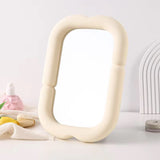 Modern Wavy Rectangle Table Mirror with Foldable Stand