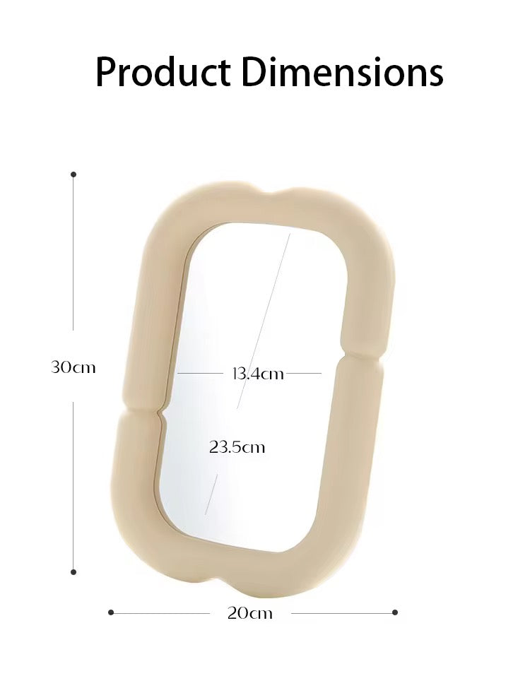 Modern Wavy Rectangle Table Mirror with Foldable Stand
