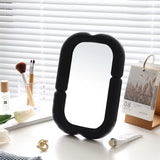 Modern Wavy Rectangle Table Mirror with Foldable Stand