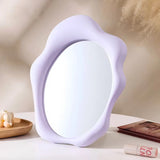 Aesthetic Irregular Wavy Table Mirror with Foldable Stand