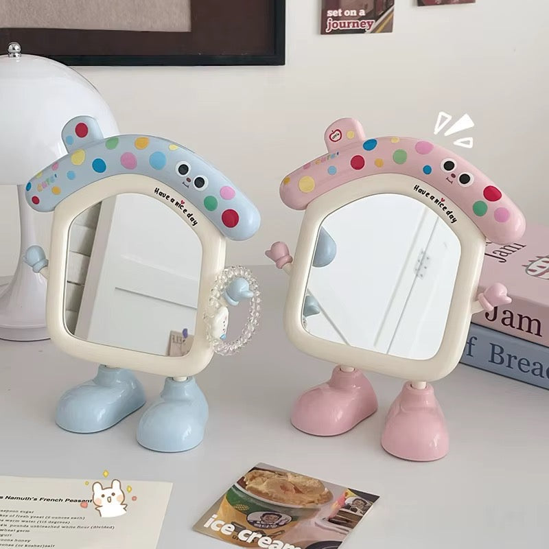 Cute Cartoon House Table Mirror Standing Makeup Mirror