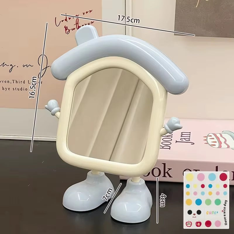 Cute Cartoon House Table Mirror Standing Makeup Mirror