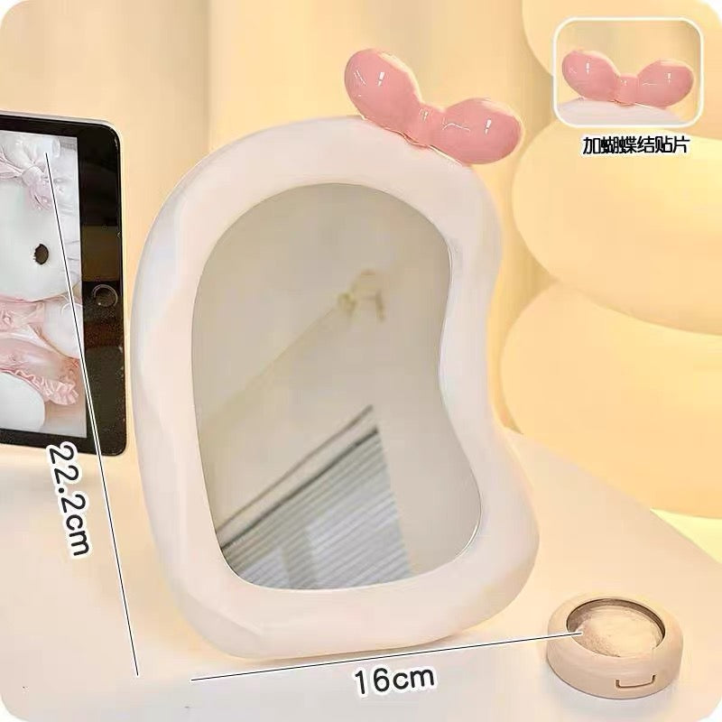 Cute Bow Wavy Makeup Mirror with Stand