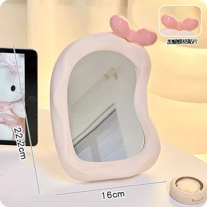 Cute Bow Wavy Makeup Mirror with Stand