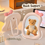 Cute Bow Wavy Makeup Mirror with Stand