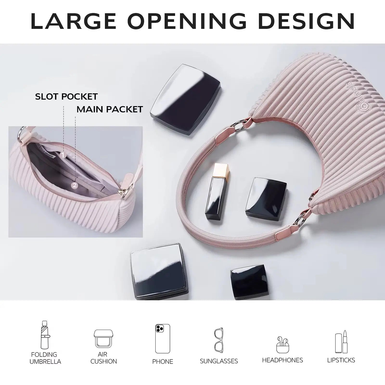 Pleated Soft Shoulder Bag Lightweight & Stylish Handbag for Women SparkelsSparkels