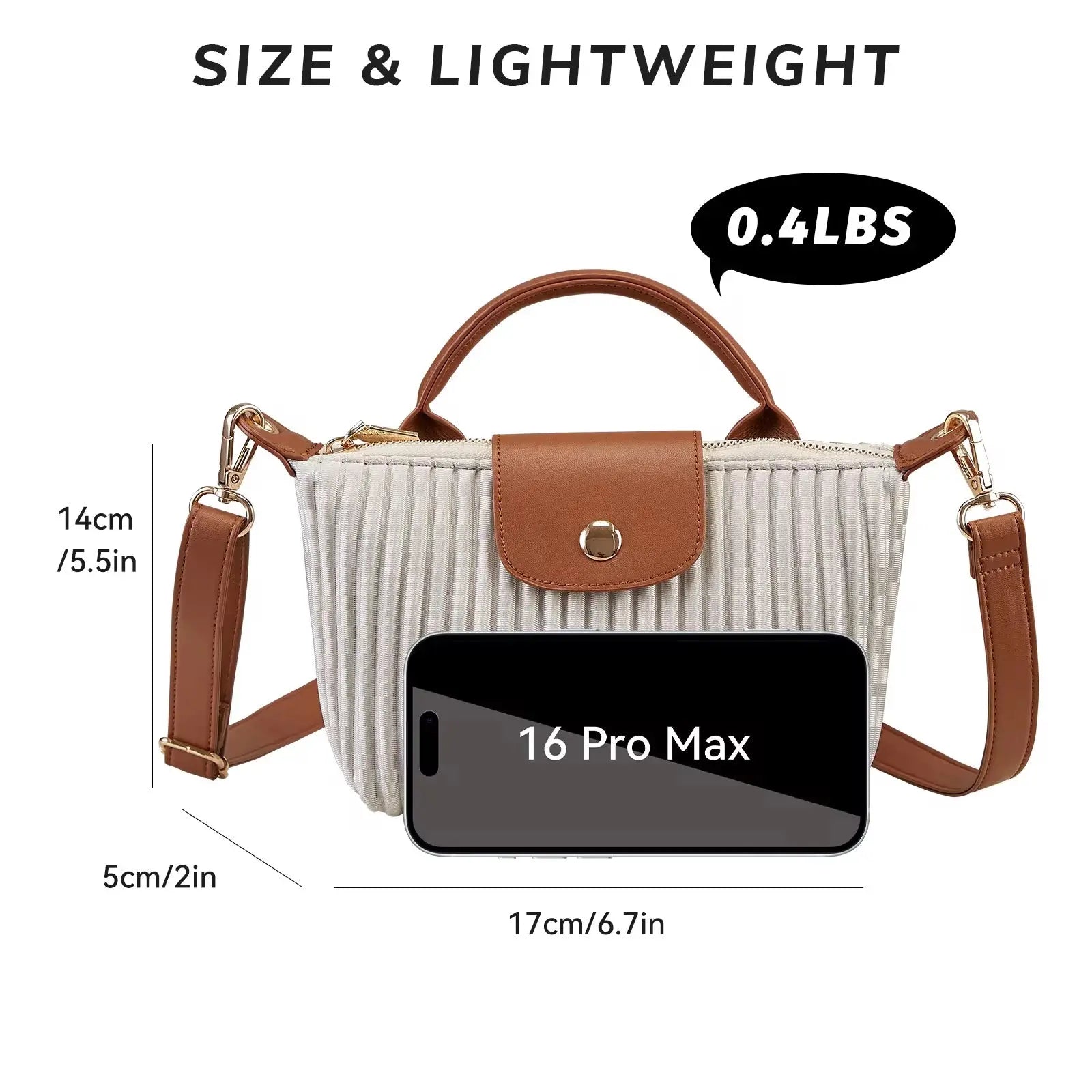 Pleated Mini Crossbody Bag Lightweight & Chic Everyday Purse SparkelsSparkels