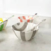 Colorful Striped Ceramic Bowl with Spoon Cute Dessert & Snack Bowl Set