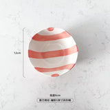 Colorful Striped Ceramic Bowl with Spoon Cute Dessert & Snack Bowl Set