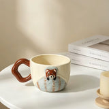 Cute Raccoon Ceramic Coffee Cup with Matching Saucer