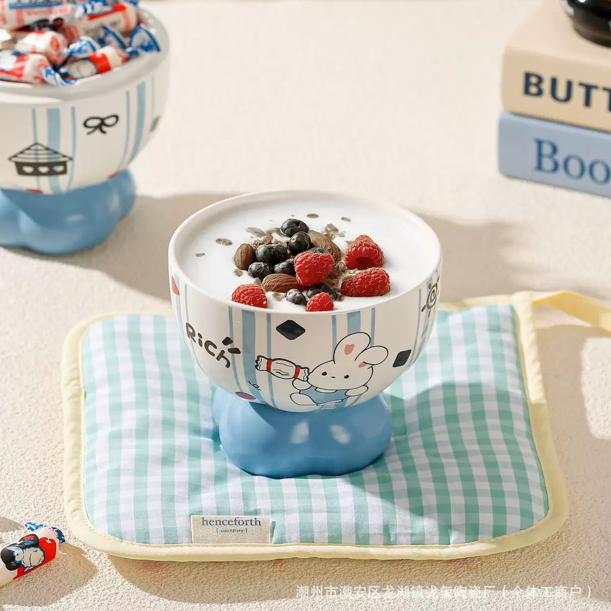 Cute Rabbit Candy Shaped Ceramic Bowl with Gift Box