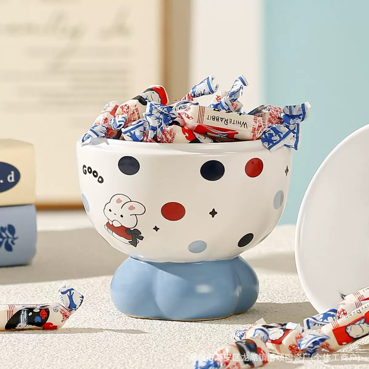 Cute Rabbit Candy Shaped Ceramic Bowl with Gift Box