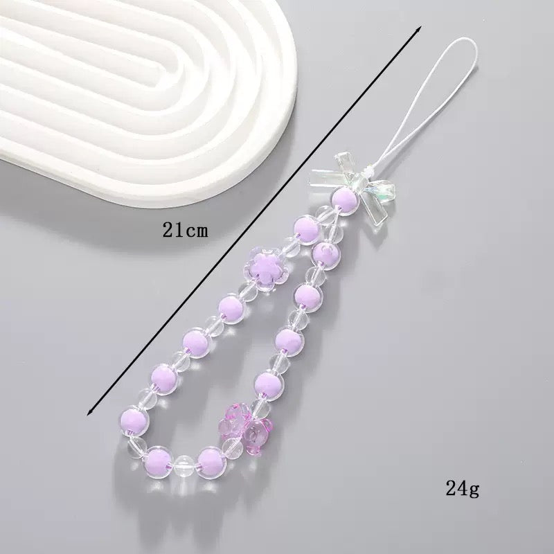 Cute Beaded Phone Charm Strap Kawaii Wrist Lanyard for Phone & Keychain