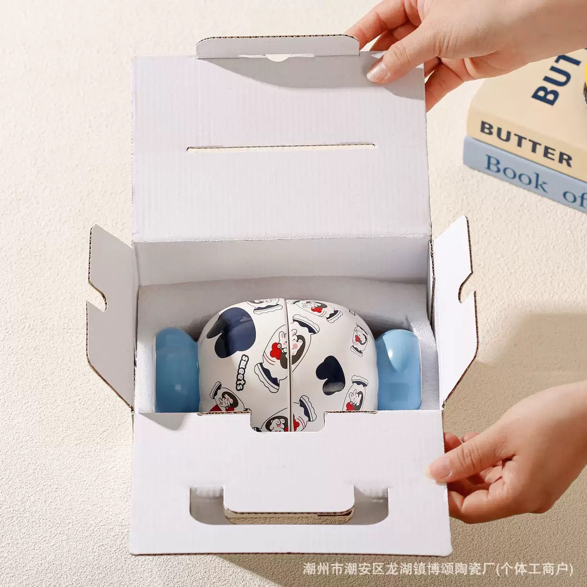 Cute Rabbit Candy Shaped Ceramic Bowl with Gift Box