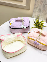 Floral Quilted Cosmetic & Travel Pouch Set