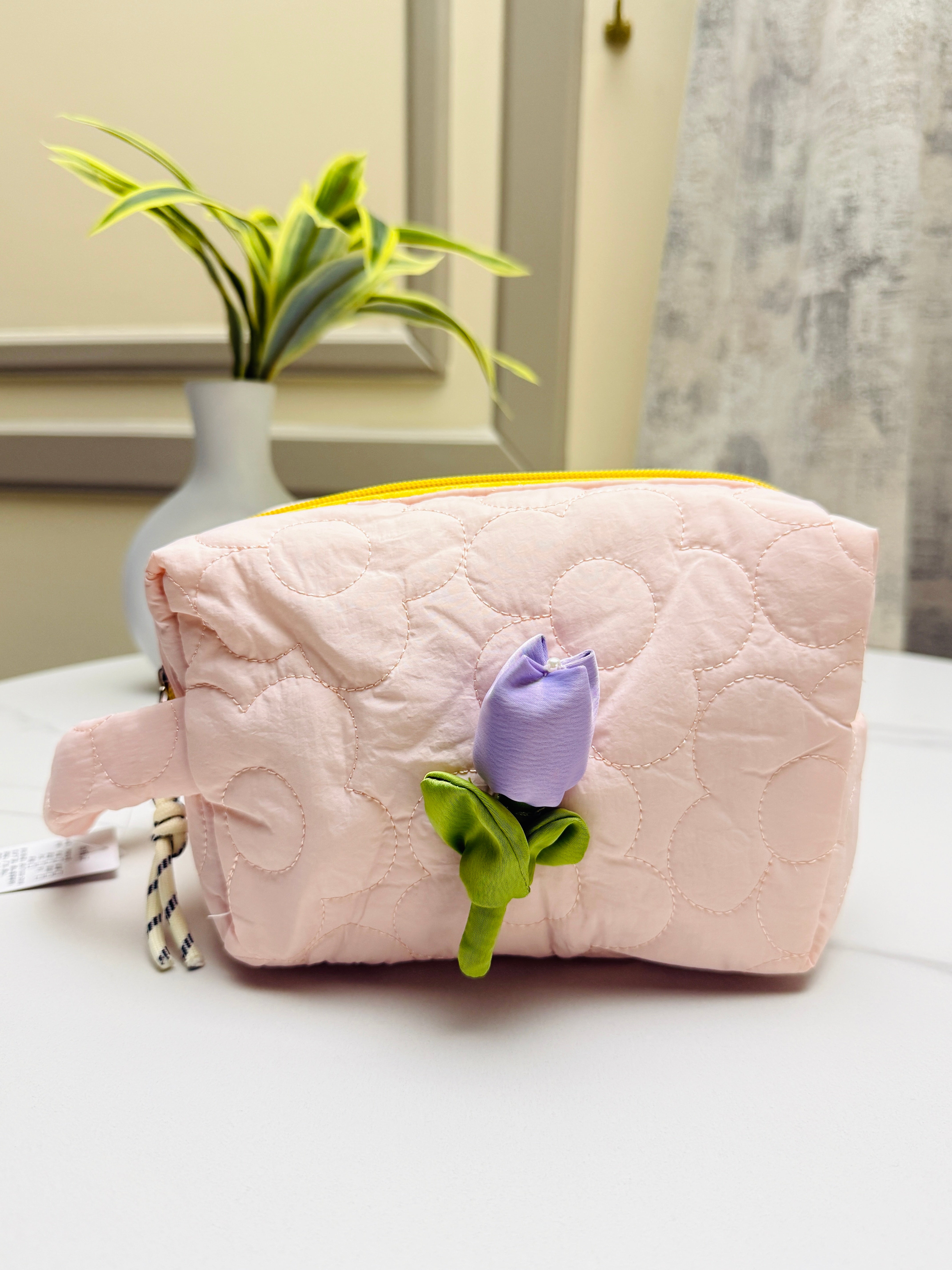 Floral Quilted Cosmetic & Travel Pouch Set