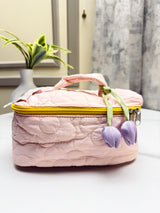 Floral Quilted Cosmetic & Travel Pouch Set