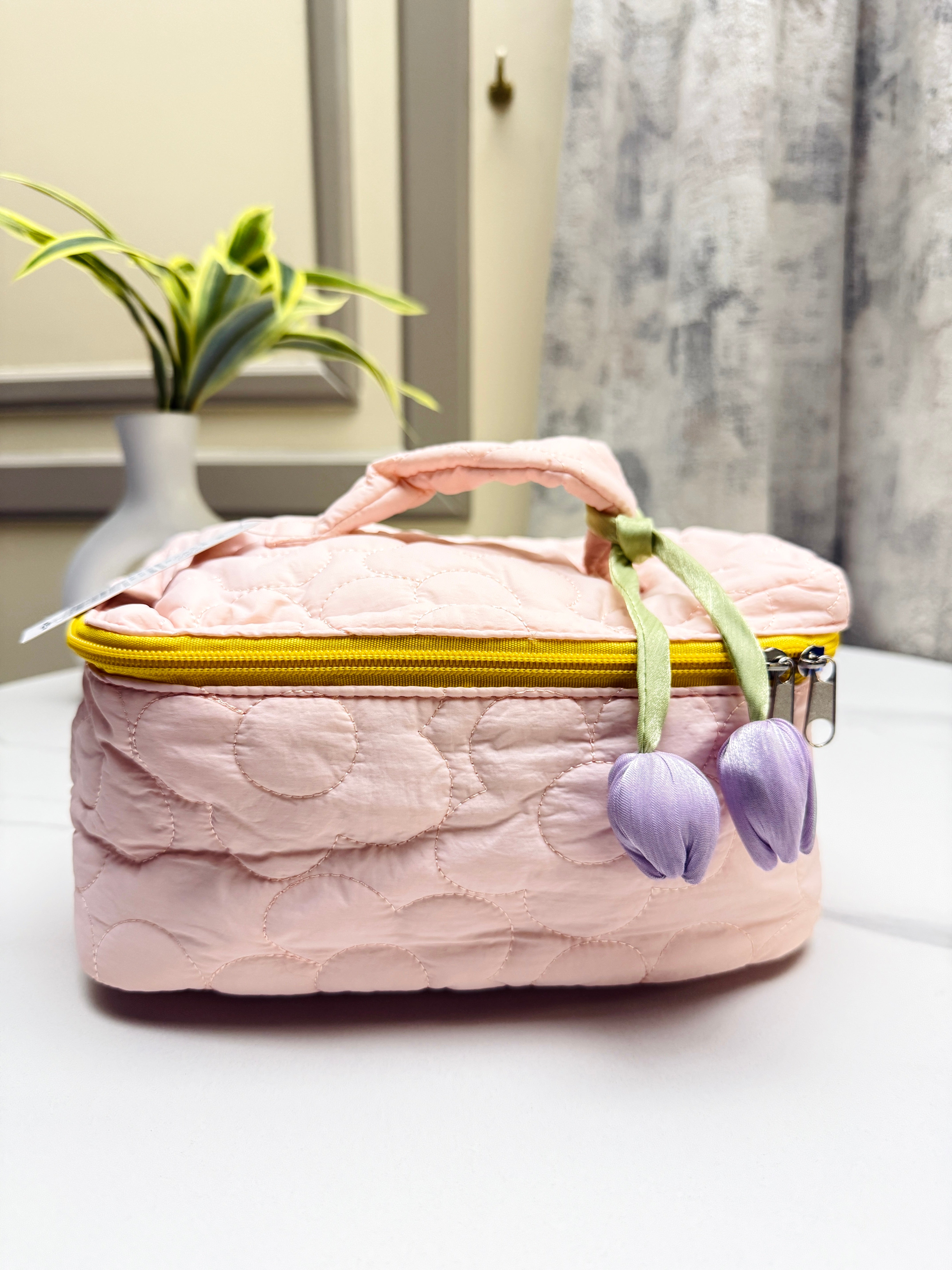 Floral Quilted Cosmetic & Travel Pouch Set