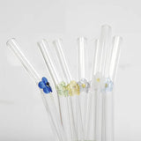 Cute Flower Glass Straw Reusable Transparent Drinking Straw