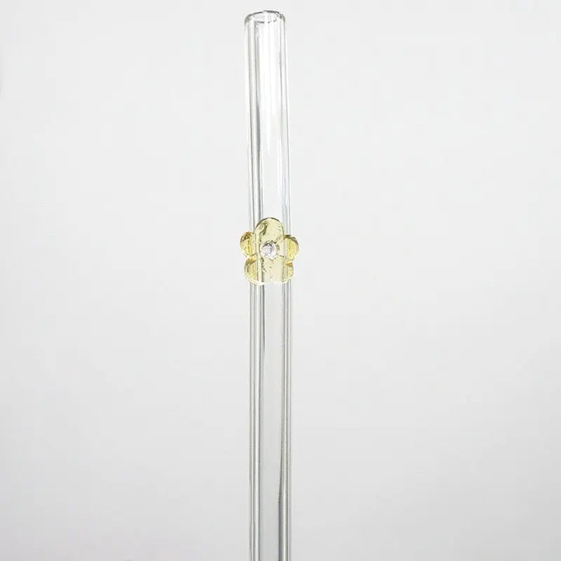 Cute Flower Glass Straw Reusable Transparent Drinking Straw