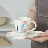 Vintage Butterfly Ceramic Coffee Cup & Saucer Set Elegant Floral Mug