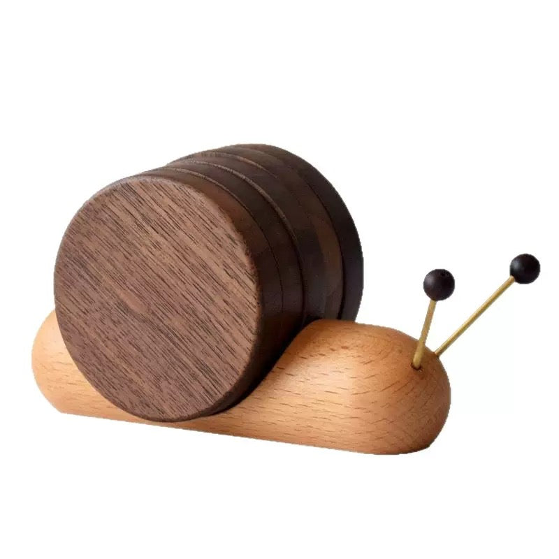 Wooden Snail Coasters Set Creative Table Drink Coasters