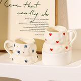 Cute Aesthetic Ceramic Mug Floral, Heart & Cherry Design Coffee Cup