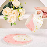 Cute Ceramic Cup & Saucer Set Aesthetic Coffee Mug with Plate