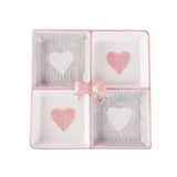 Cute Heart Snack Tray 4 Compartment Aesthetic Serving Plate