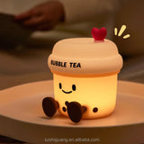 Cute Bubble Tea Night Lamp Kawaii LED Bedside Light with Soft Glow