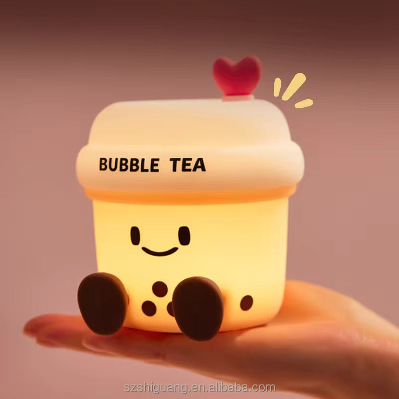 Cute Bubble Tea Night Lamp Kawaii LED Bedside Light with Soft Glow