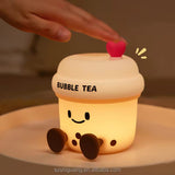 Cute Bubble Tea Night Lamp Kawaii LED Bedside Light with Soft Glow