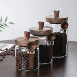 3pcs Airtight Glass Storage Jars with Wooden Lid & Scoop Kitchen Organizer Set SparkelsSparkels