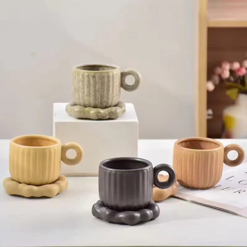 Nordic Ceramic Coffee Cup Set with Saucer