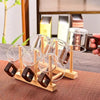 Pack Of 6 Wooden Cup Drying Rack with Glass Mugs Kitchen Organizer & Holder Set