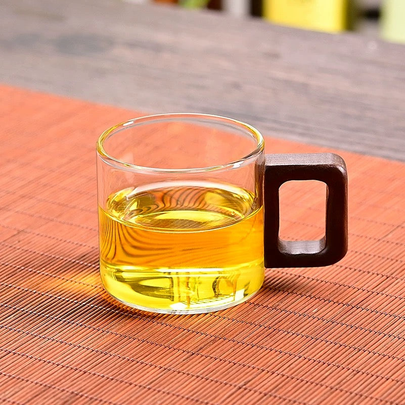 Pack Of 6 Wooden Cup Drying Rack with Glass Mugs Kitchen Organizer & Holder Set