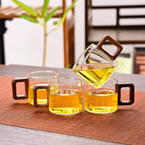 Pack Of 6 Wooden Cup Drying Rack with Glass Mugs Kitchen Organizer & Holder Set