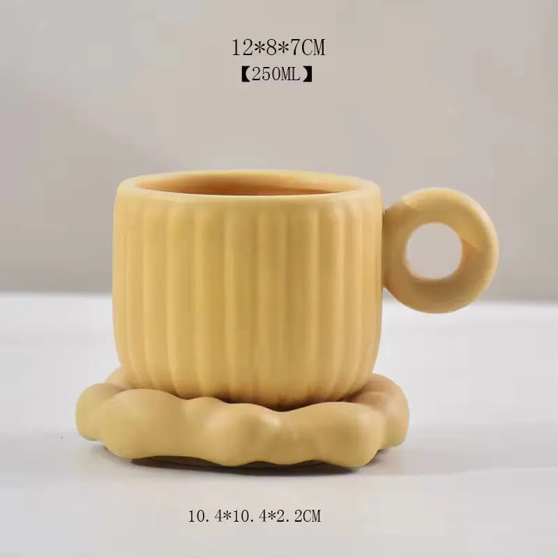 Nordic Ceramic Coffee Cup Set with Saucer