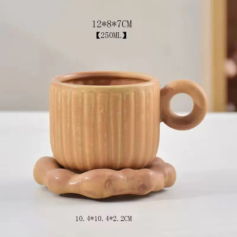 Nordic Ceramic Coffee Cup Set with Saucer