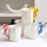 Cute Bow Handle Ceramic Mug Aesthetic Coffee Cup (340ml)