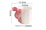 Cute Bow Handle Ceramic Mug Aesthetic Coffee Cup (340ml)