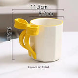 Cute Bow Handle Ceramic Mug Aesthetic Coffee Cup (340ml)