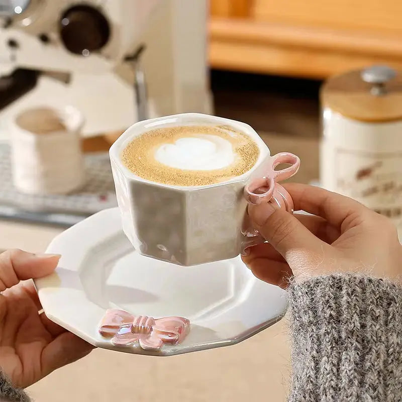 Luxury Bow Handle Cup & Saucer Set