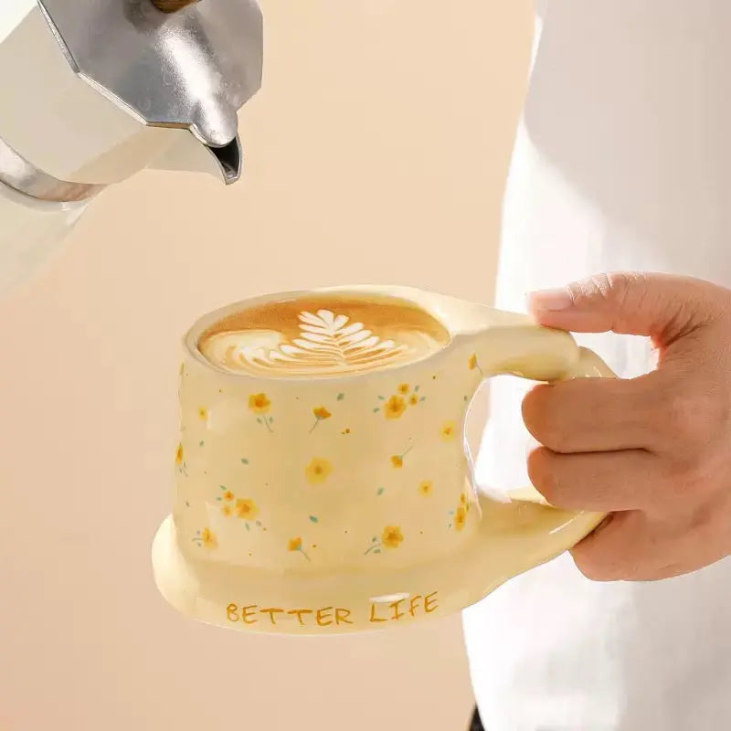 Cute Better Life Floral Ceramic Mug
