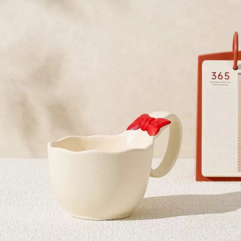 Cute Bow Handle Ceramic Coffee Mug