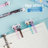 Cute Sea Otter Twin Gel Pen Set 0.5mm Black Ink Kawaii Stationery (2-Pack)