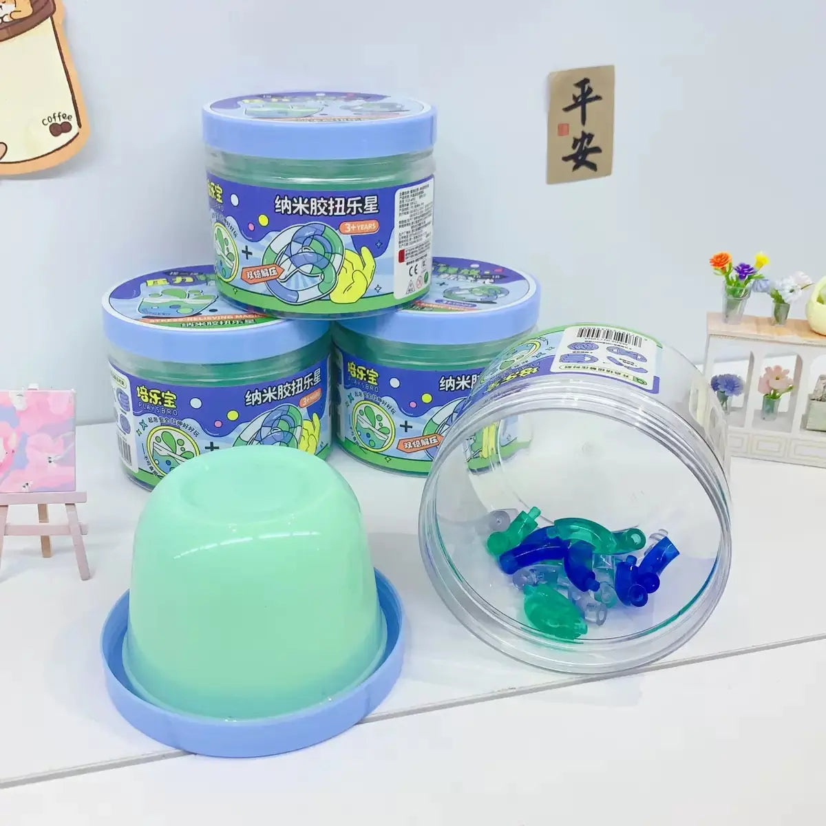 Nano Slime & Infinity Fidget Ring Set Stress Relief Sensory Toy for Kids