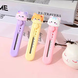 Cute Kawaii Cat Mini Utility Cutter Knife Retractable Box Cutter for Crafts, School & Office